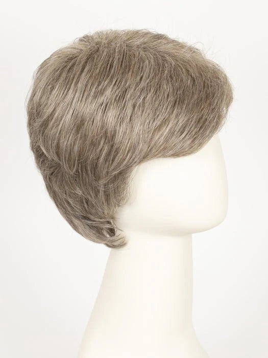 HairUWear HIM Style men's wig short layered ash blonde gray cut on mannequin profile