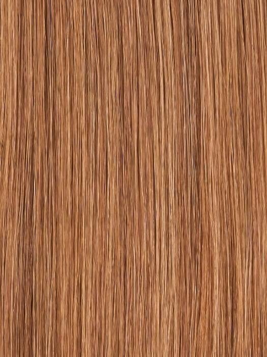 Jon Renau easiVolume 10 inch straight hair topper close up light auburn strands showing smooth texture and volume