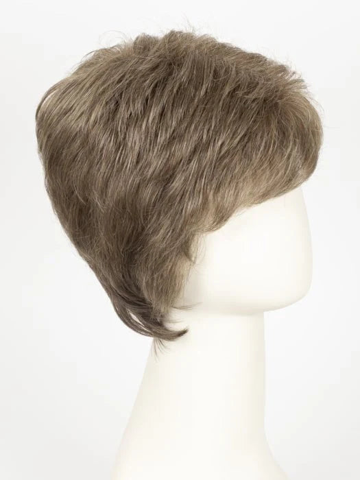 HIM Style men's wig by HairUWear short layered ash brown wig on mannequin with textured top and tapered back