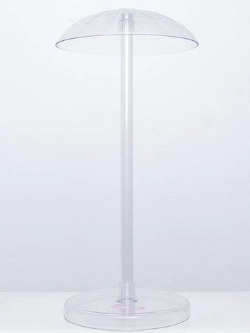 Clear acrylic wig stand designed for displaying and maintaining wigs securely and stylishly