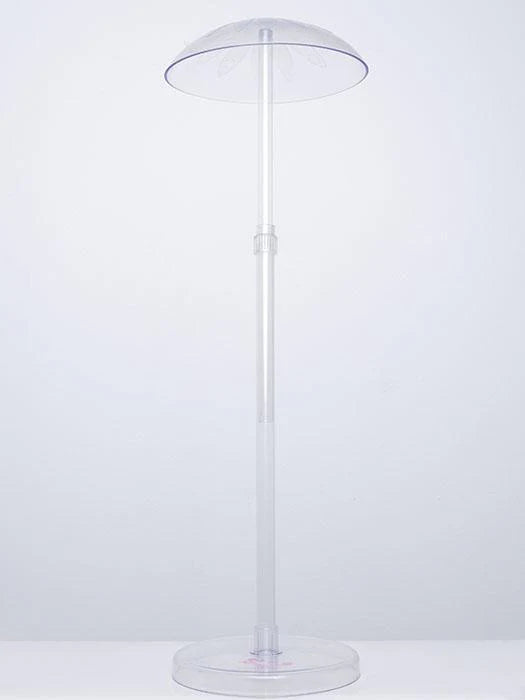 Clear acrylic wig stand with dome top for display and storage of wigs
