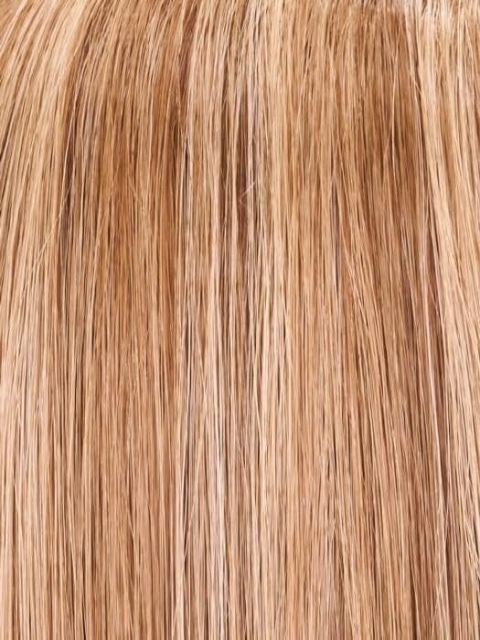 Close up straight peach blonde wig hair strands showing texture Jon Renau easiVolume 10 inch