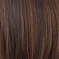 Zara wig by Rene of Paris medium brown highlight straight synthetic hair close up texture for natural look