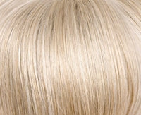 Blonde short layered synthetic wig by Wigalert showing natural shine and fine top texture