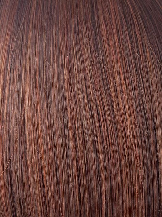 Wigalert layered dark brown wig for women showing smooth straight layered texture with subtle reddish highlights