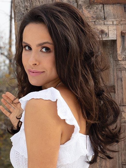 Wigalert layered dark brown wig for women long layered wavy style with natural volume and shine