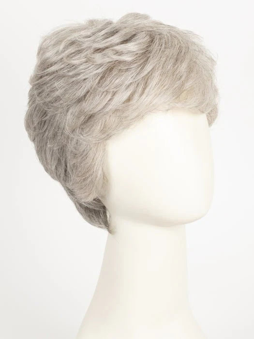 HairUWear short silver gray layered wig on mannequin showcasing realistic men's wigs for thinning hair
