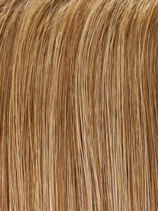 Jon Renau easiVolume 10 inch honey blonde wig topper close up showing smooth layered synthetic hair strands