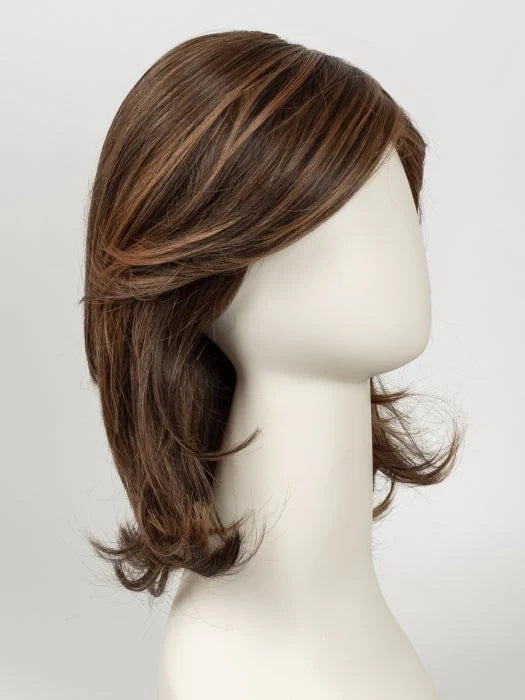 First Lady Products Raquel Welch Goddess wig medium brown layered shoulder length style with side swept bangs and flip ends