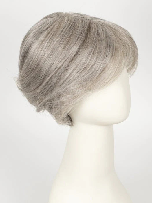 HairUWear short silver layered hairstyle on mannequin showcasing Gallant HIM wig for men. Side swept bangs