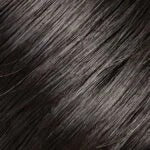 Close-up of dark strands from the Gwyneth Jon Renau wig showcasing natural texture and shine