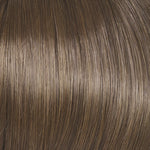 Close-up of smooth, shiny hair strands from the Gwyneth Jon Renau wig in a natural brown shade