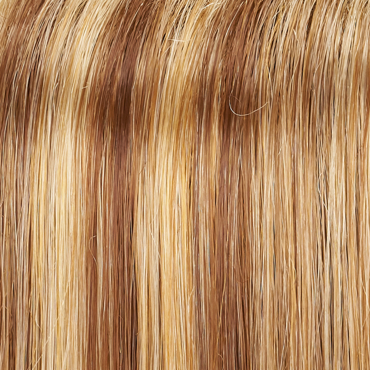 Close-up view of smooth, highlighted strands of Gwyneth Jon Renau wig for a natural look