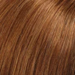 Close-up of Jon Renau Lea wig in a rich auburn color showcasing smooth, natural hair texture