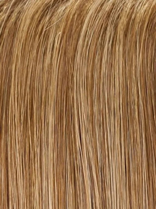 Close-up view of Gwyneth Jon Renau wig featuring soft, sleek, golden brown strands