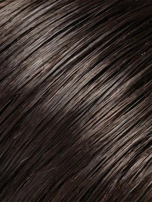 Close-up of the brown strands of the Jon Renau Lea wig showcasing natural shine and texture