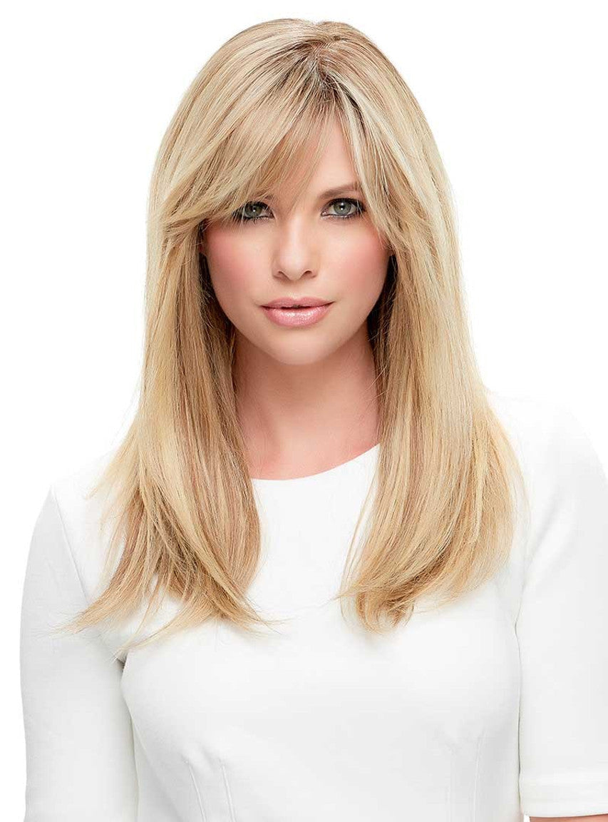 Jon Renau Lea wig in blonde with long, flowing layers and soft bangs for a natural look