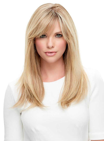 Jon Renau Lea wig in blonde with long, flowing layers and soft bangs for a natural look