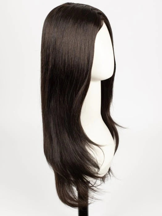 Jon Renau long wavy synthetic wig in dark brown with natural-looking waves and smooth texture