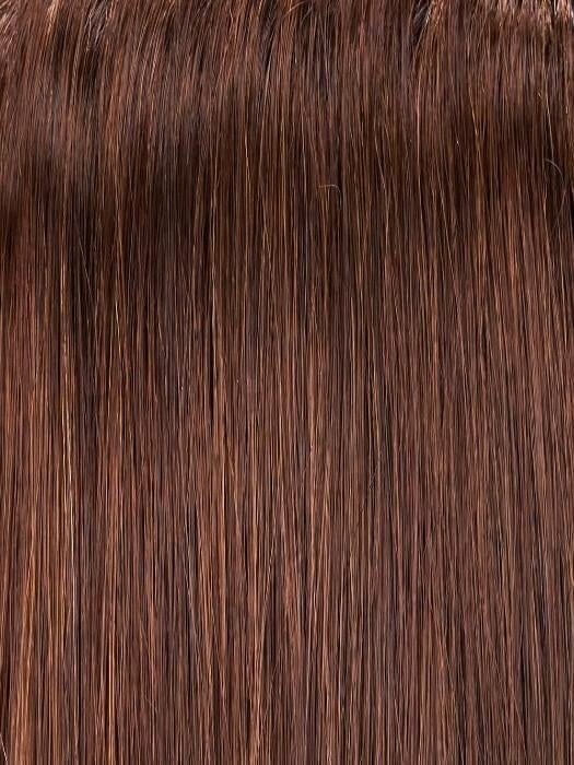 Wigalert medium brown hair swatch showing straight smooth strands for blonde synthetic ponytail clip