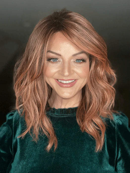 Medium length synthetic wig in a stylish wavy design, perfect for everyday wear