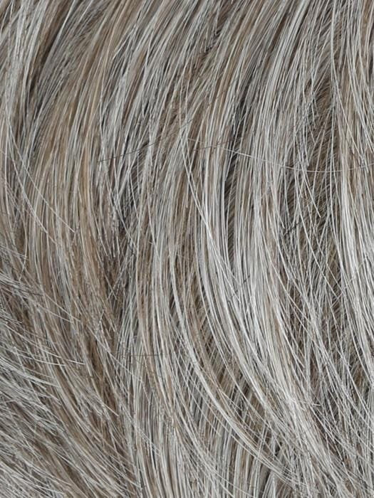 Sharp HIM wig for men HairUWear close up of ash gray and silver multi tone synthetic hair texture