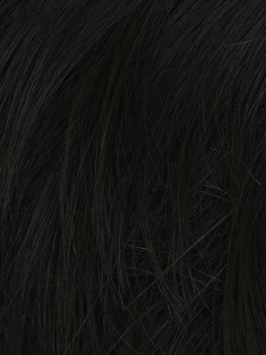Sharp HIM wig for men by HairUWear close up dark natural black hair texture with layered styling