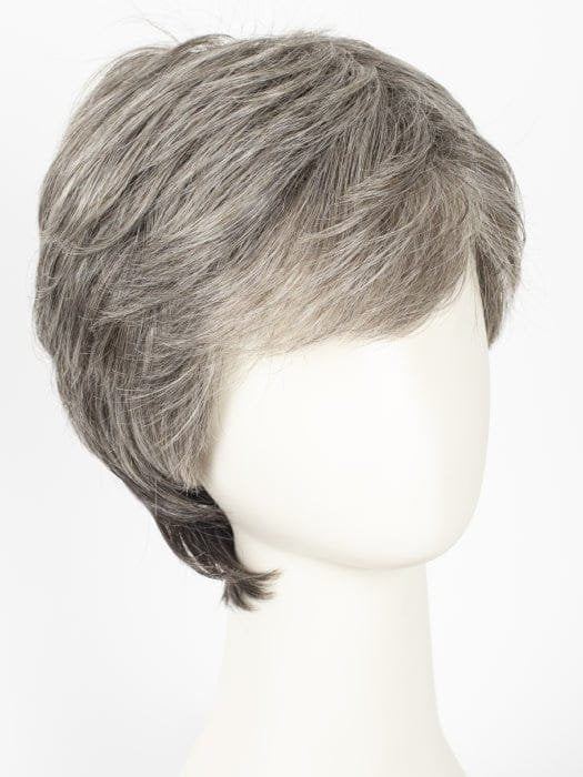 HairUWear men's gray wig realistic short layered cut on mannequin natural texture and fit