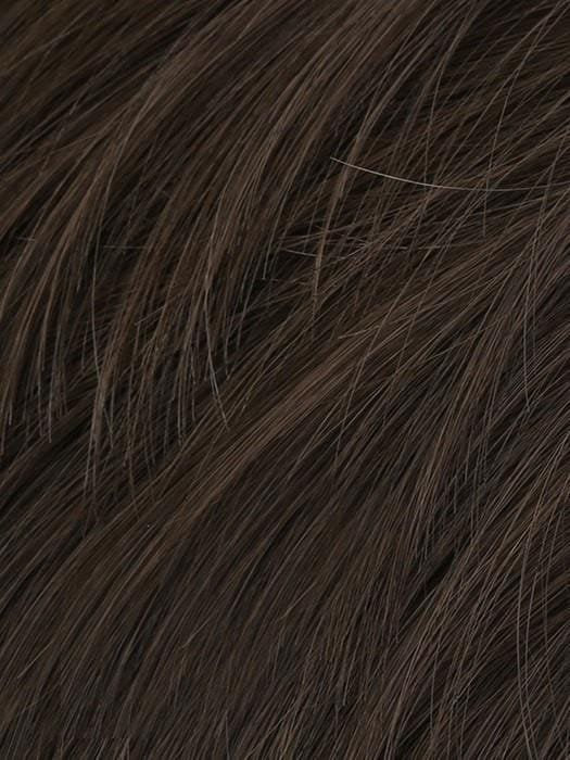 HairUWear men's chiseled wig closeup in dark brown showing layered natural looking synthetic hair fibers