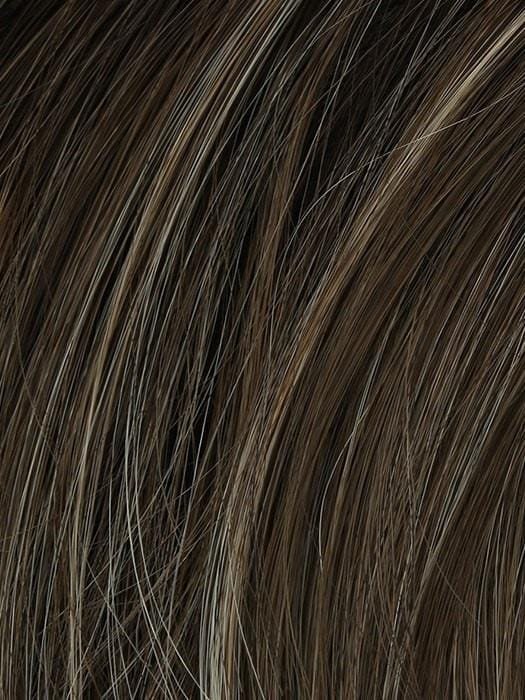 HairUWear men's chiseled wig close up of natural dark brown fibers with subtle ash highlights and texture
