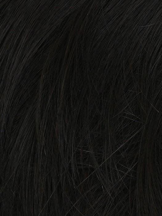 HairUWear men's chiseled wig close up showing natural black straight hair fibers and textured layering