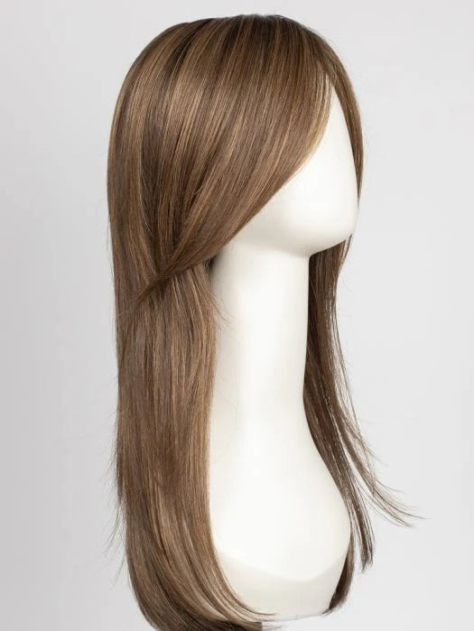Premium synthetic wigs for women featuring long, sleek brown hair with natural movement