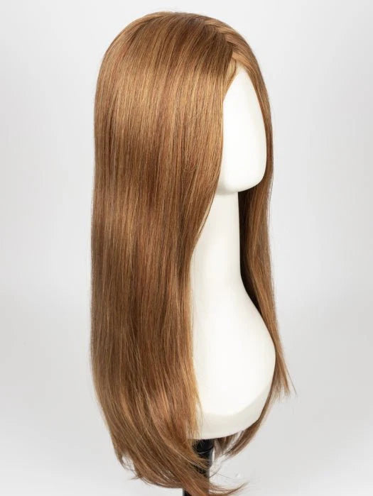Raquel Welch Glamour and More wig in long, straight, chestnut brown style displayed on a mannequin