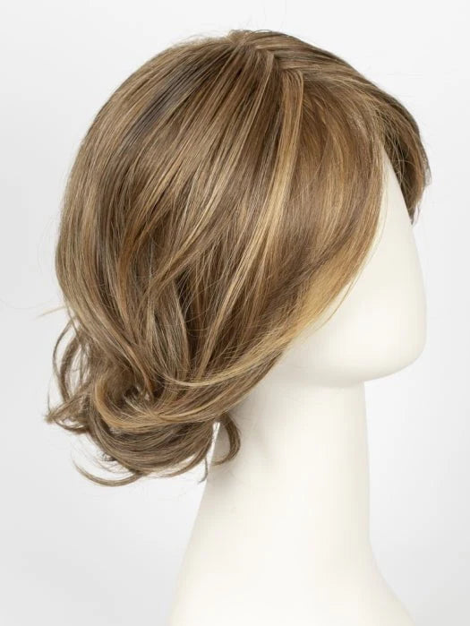 Raquel Welch Crowd Pleaser wig by First Lady Products short layered light brown with blonde highlights side swept bangs