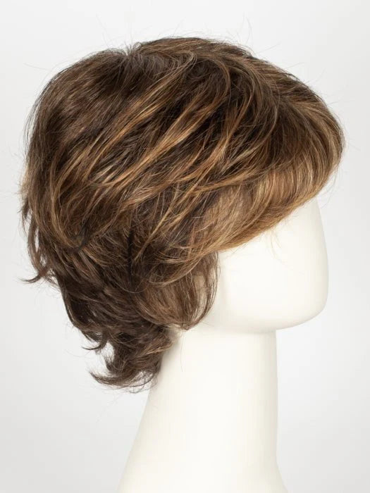 Short layered synthetic wigs for women featuring stylish waves and natural-looking highlights