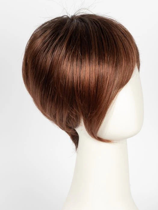 Stylish short synthetic wig for women in a rich brown color, perfect for a trendy look