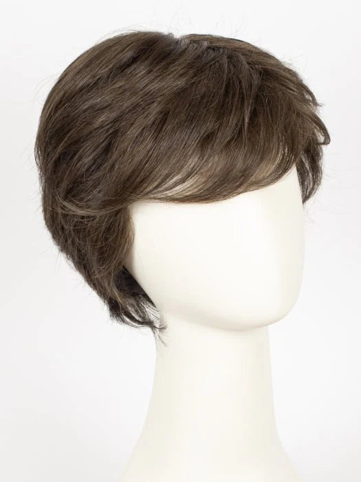 HairUWear men's classic wig short layered light brown style with side swept bangs on mannequin