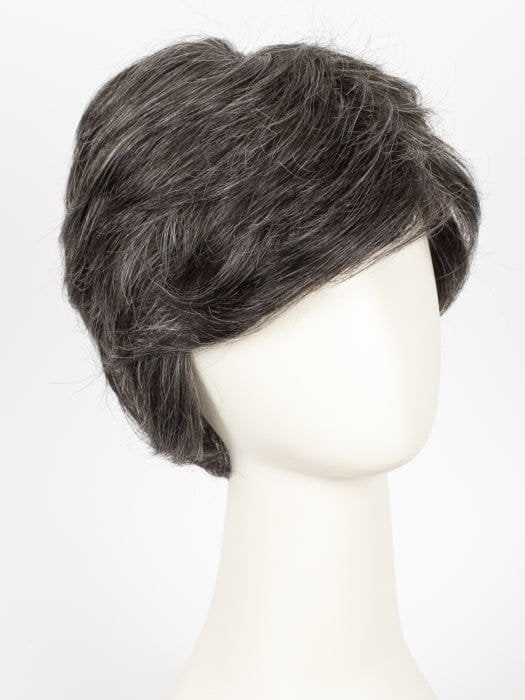 HairUWear short salt and pepper men's classic wig on mannequin with layered side swept fringe