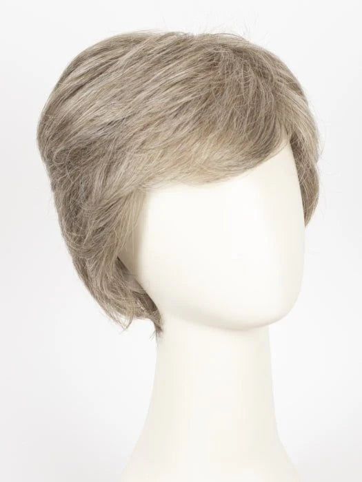 HairUWear men's classic wig short layered gray hair with side swept bangs on mannequin head