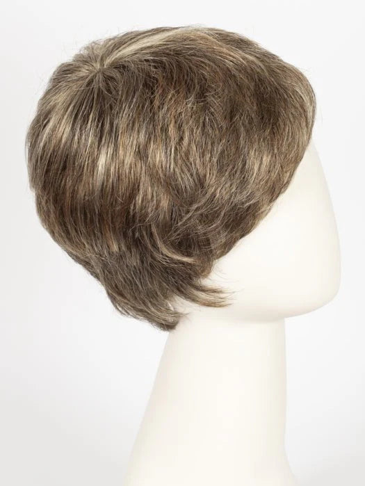 Ellen Wille Risk wig short layered ash brown with natural highlights on mannequin side view