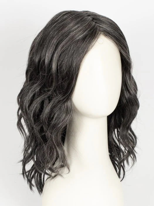 Admirable HIM wig for men. HairUWear salt and pepper wavy shoulder length lace front wig with natural side part