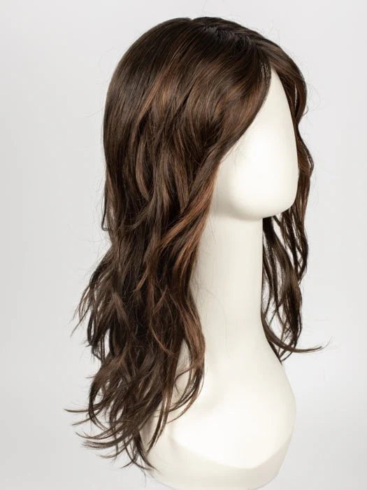 Ellen Wille Arrow lace front wig medium brown with subtle highlights wavy shoulder length style on mannequin