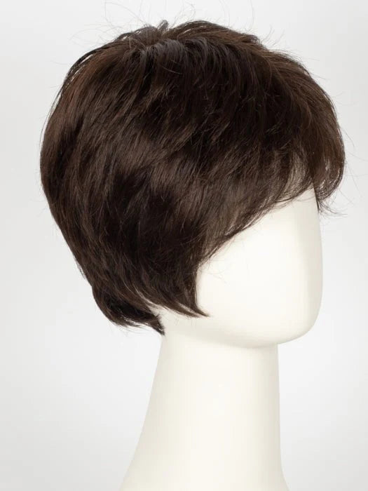 Stylish short pixie cut wig for women in rich dark brown color with a natural look