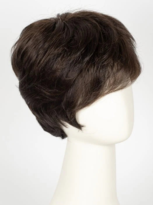 Stylish short pixie cut wig for women in dark brown, perfect for a trendy look