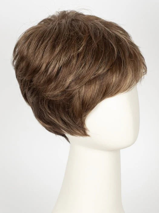 Short pixie cut wig for women in light brown with soft layers and natural look